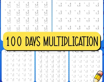 100 Tage Multiplikations-Arbeitsblätter für Kinder – tägliches Einmaleins zum Üben, Klasse 2-4 Mathe für Zuhause
