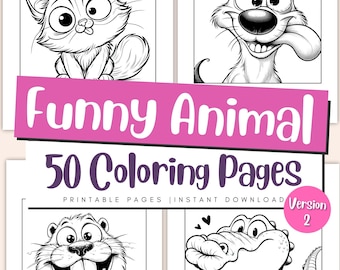 Funny Animal Coloring Pages for Kids & Adults: Printable Activity Book (PDF Download)