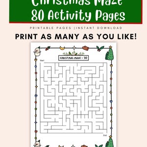 Christmas maze activity sheets for kids, fun and easy holiday brain teasers