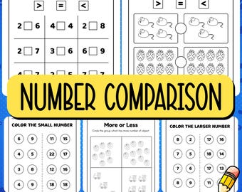 Number Comparison Worksheets for Kids | Greater Than Less Than Printable Math Activities
