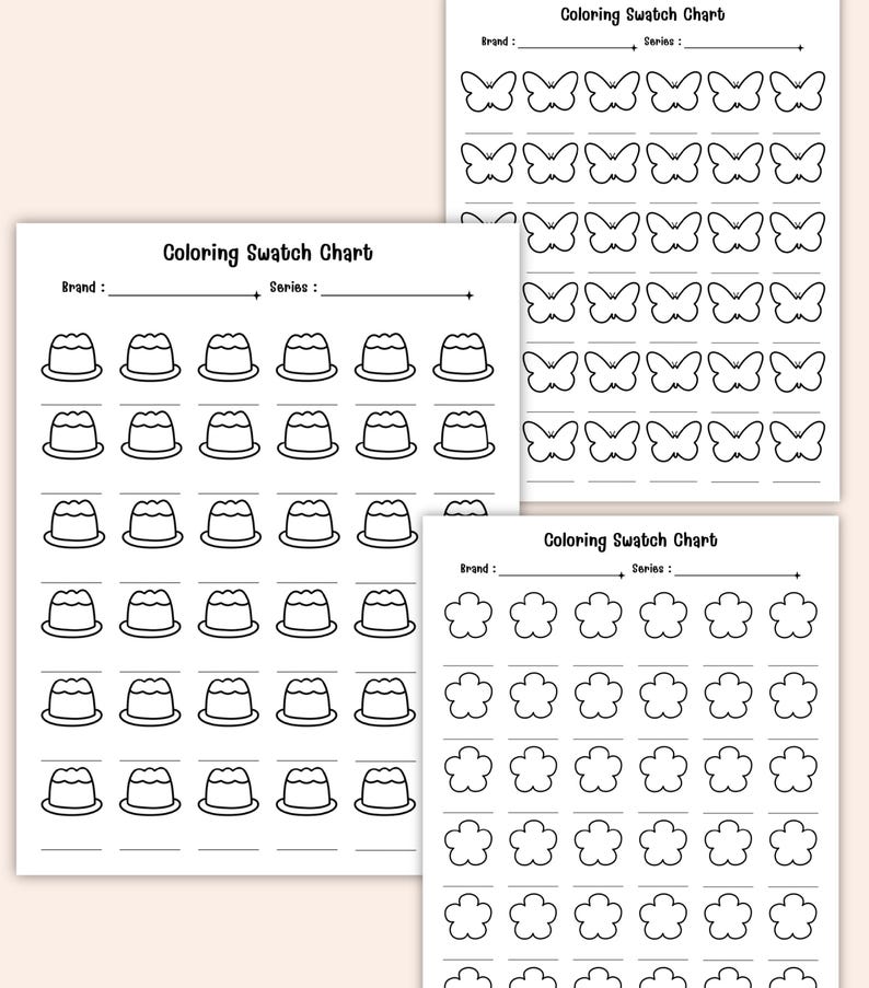 Digital swatch chart for colored pencils and crayons