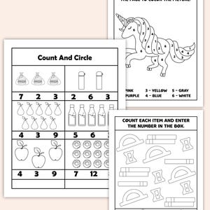 Preschool counting and number recognition activity pages for kids