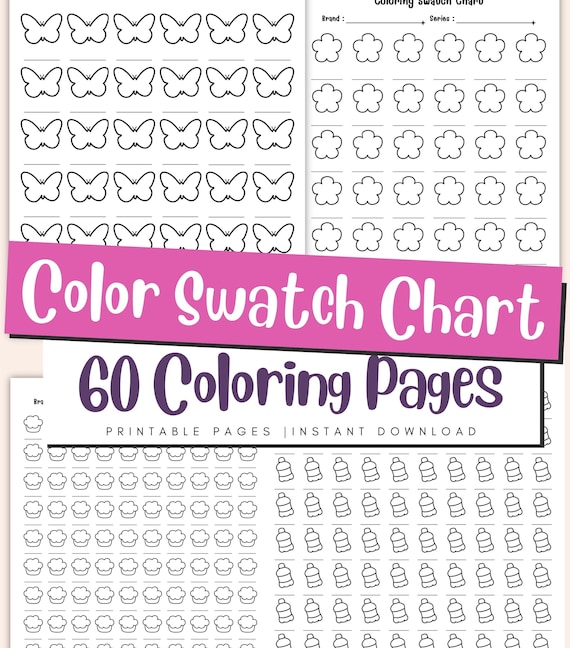 Printable Color Swatch Chart: Watercolor, Marker & Pencil Testing (Digital Download)