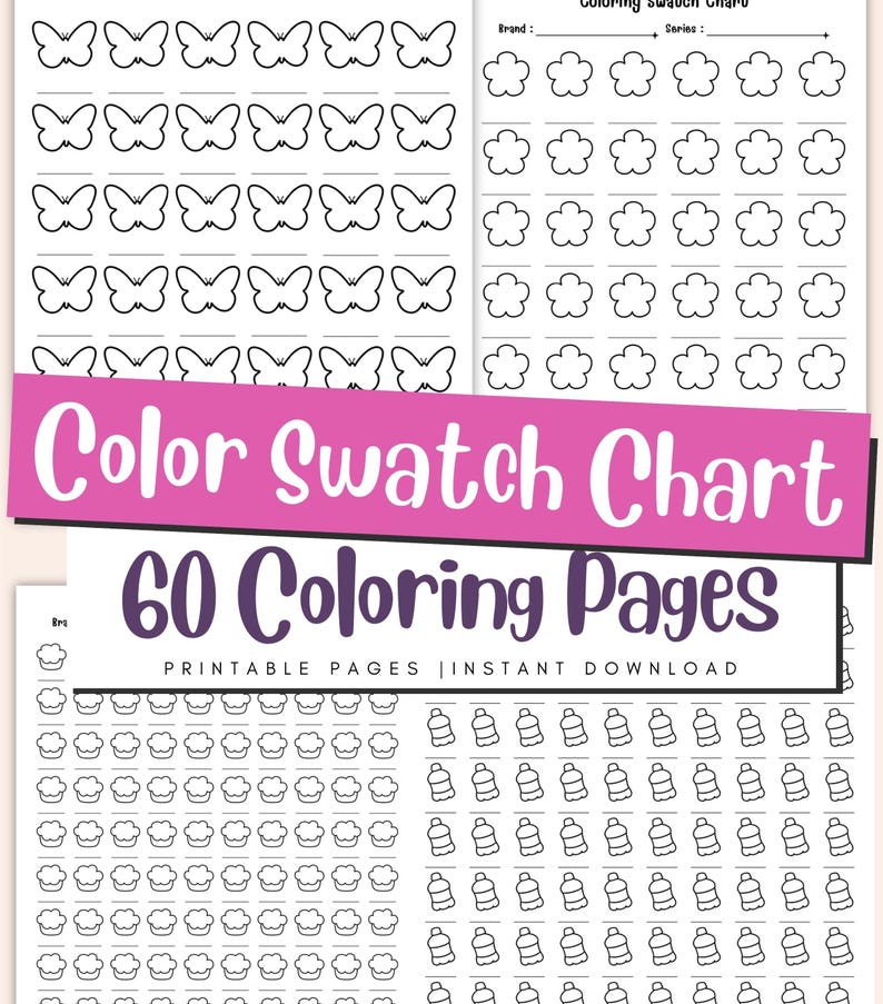 Printable color swatch chart for art supplies PDF download