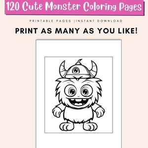 May include: Black and white line art illustration of a cute monster wearing a helmet with one eye. The monster has a big smile and is standing with its arms at its sides.