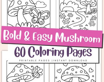 Mushroom Coloring Pages for Kids - Easy Fun Forest Nature Printable