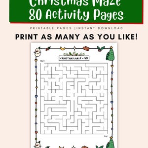 Winter holiday maze puzzle worksheets for children, printable PDF download