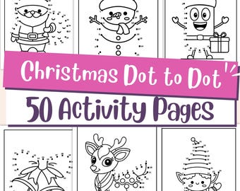Christmas Dot to Dot Worksheets for Kids, Printable Preschool Connect the Dots & Coloring Activities