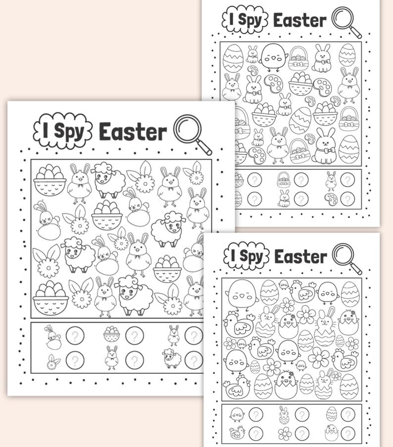 Easter I Spy Activity Sheets for Kids, Find Game, Hidden Pictures ...