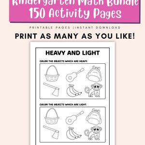Kindergarten math activity book with addition and counting practice