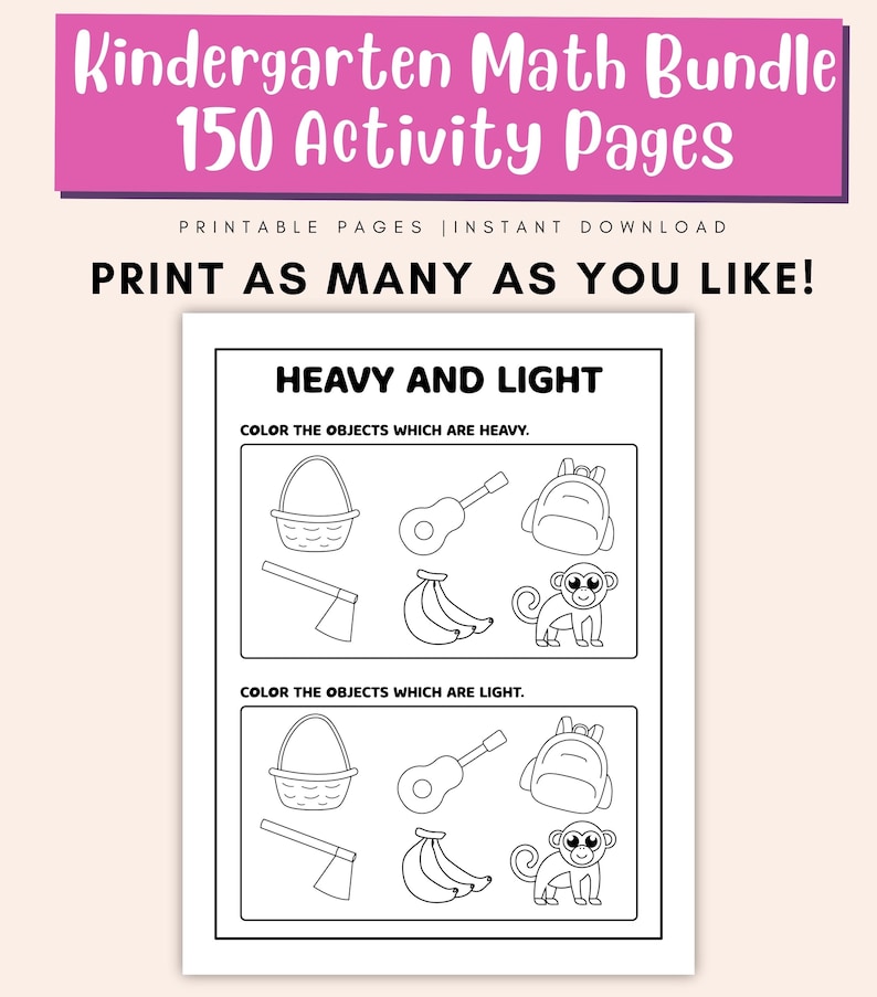 Kindergarten math activity book with addition and counting practice