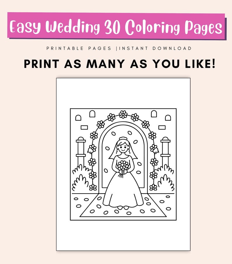 Easy Wedding Coloring Pages for Kids – Bride & Groom Printable Activity ...
