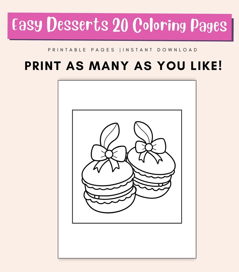 Easy Dessert Coloring Pages for Kids Simple Cake, Ice Cream & Donut