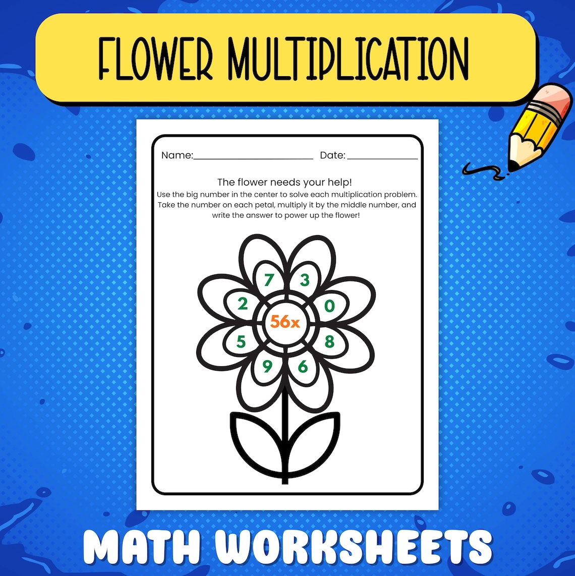 2nd & 3rd Grade Multiplication Worksheets – Flower Puzzle 1-digit × 2 ...