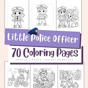 Little Police Officer Coloring Pages for Kids, Police Birthday Party, Cops Printables,Law Enforcement First Responder, Police Cars Busy Book
