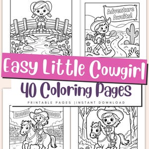 Easy Little Cowgirl Coloring Pages for Kids - Cute Western Printable Activity - Fun Rodeo & Farm Theme Worksheets - Preschool PDF Download
