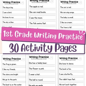 1st Grade Writing Practice Worksheets – Printable Handwriting, Sentence Building & Early Literacy Activities