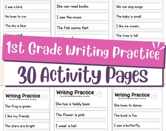 1st Grade Writing Practice Worksheets – Printable Handwriting, Sentence Building & Early Literacy Activities