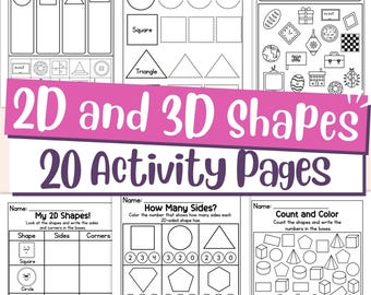 2D and 3D Shapes Worksheets for Kids: Geometry, Matching & Tracing (PDF Download)