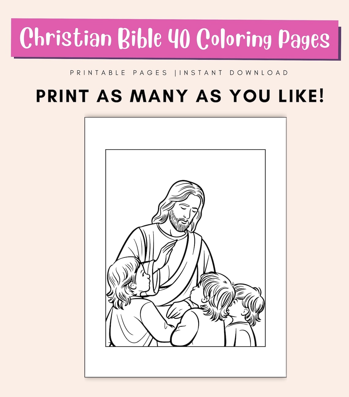 Christian Bible Coloring Pages for Kids, Faith Printable PDF, Scripture ...
