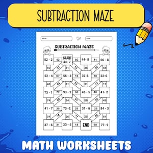 Math maze printable worksheet