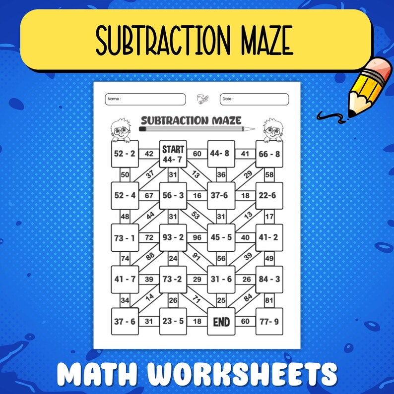 Math maze printable worksheet