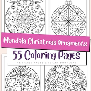 Mandala Christmas Ornament Coloring Pages for Kids & Adults, Festive Holiday Coloring Book PDF