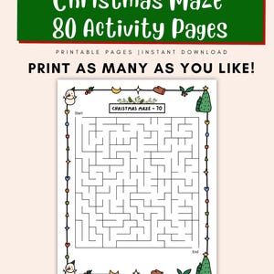 Santa sleigh maze puzzle for kids, printable Christmas activity worksheets