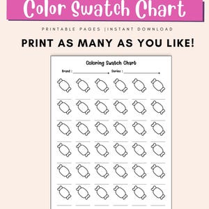 Marker and pen swatch testing sheet printable
