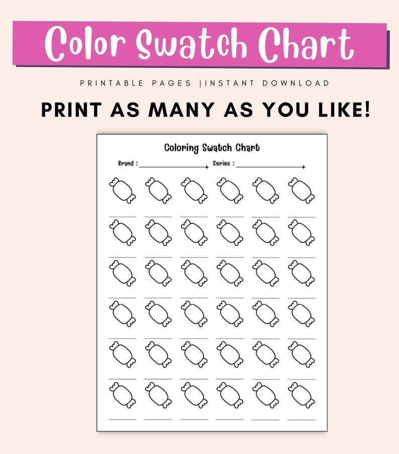 Marker and pen swatch testing sheet printable