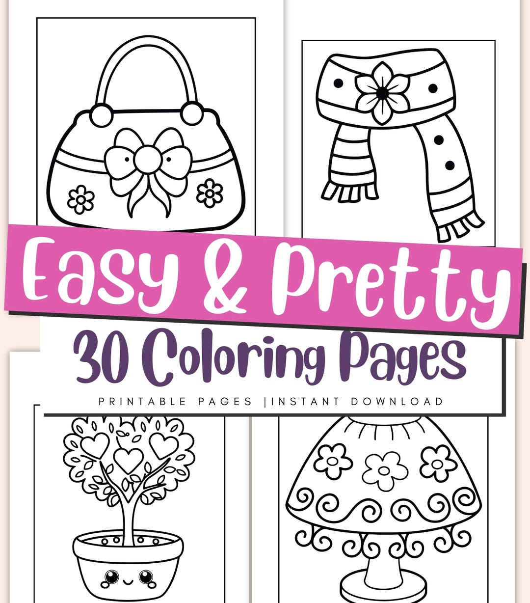 Pretty Easy Coloring Pages for Girls - Simple Fun Printable PDF for ...