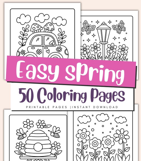 Easy Spring Coloring Pages for Kids – Seasonal Activity Sheets – Bold Toddler Coloring Printable PDF