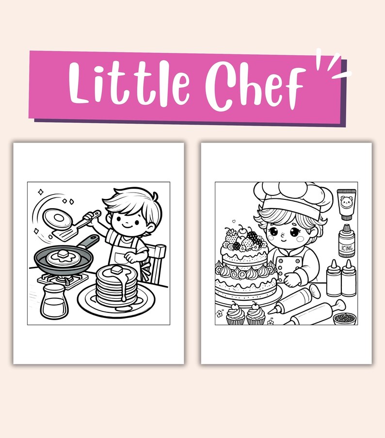 Easy kitchen coloring for preschoolers
