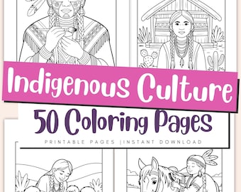 Indigene Kultur Malseiten für Kinder & Erwachsene: Ureinwohner Traditionen Druckbare Aktivität (Digitaler Download)