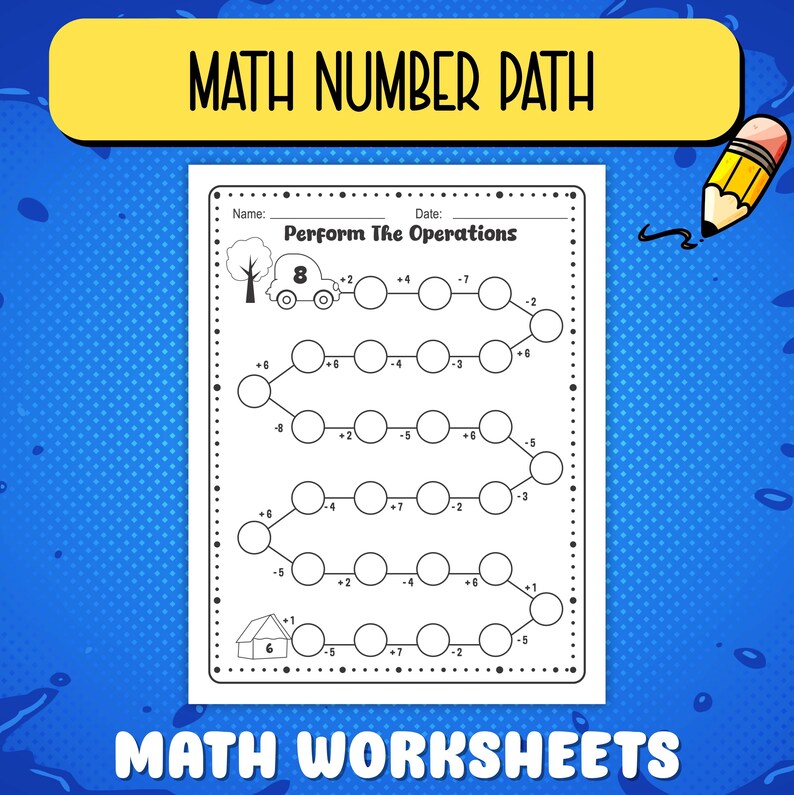 Grade 2-3 Number Path Math Printable, Addition Subtraction Worksheets ...