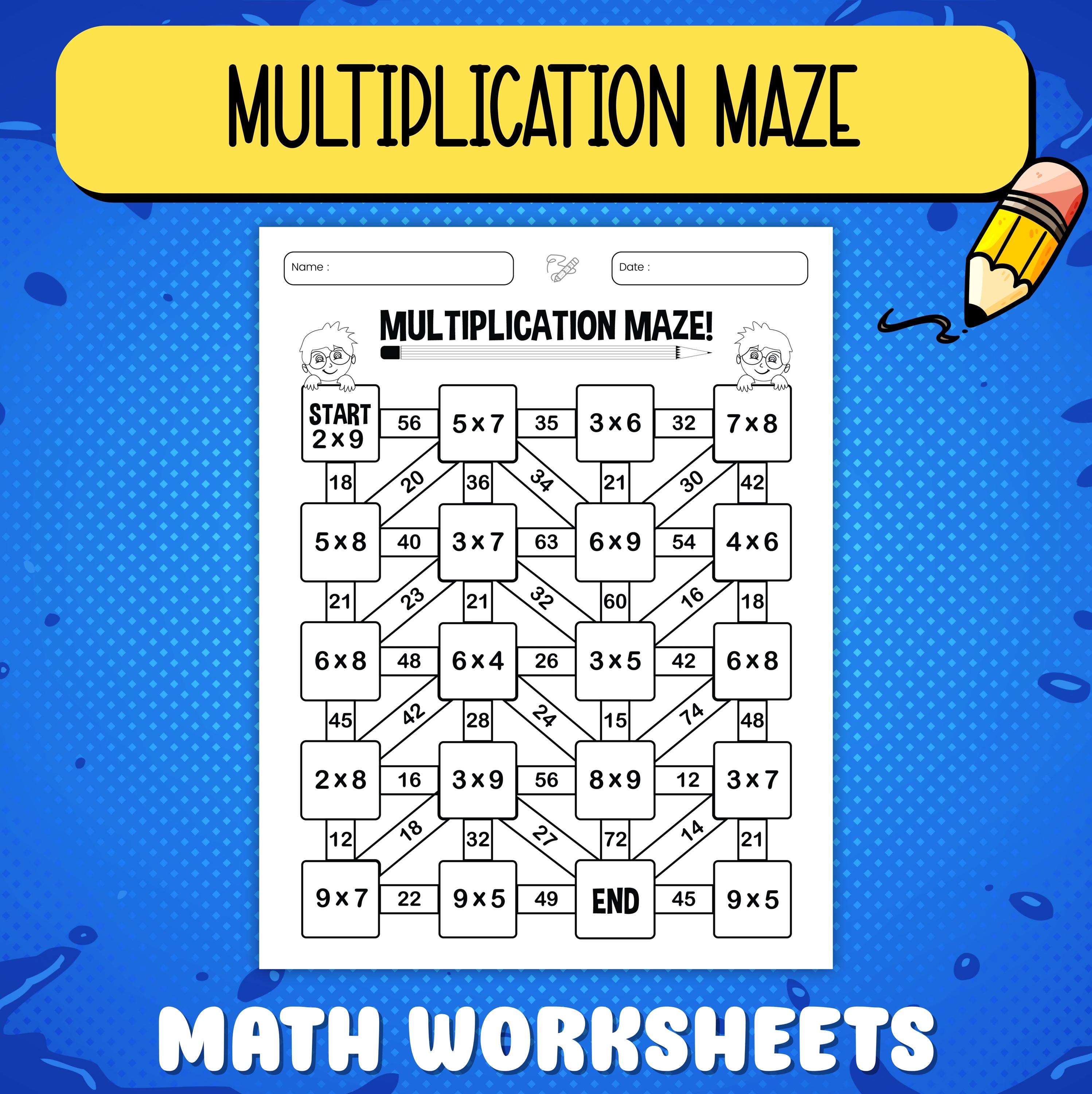 Multiplication Maze Puzzle Worksheets for Kids – Fun Math Facts ...