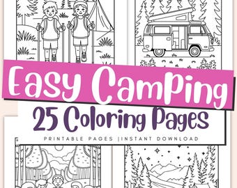 Camping Malvorlagen für Kinder, Nature Camp Printables (PDF)