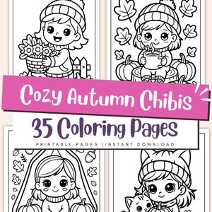 Autumn Chibi Girl Coloring Pages for Kids & Adults, Cozy Fall Fashion Coloring Book PDF