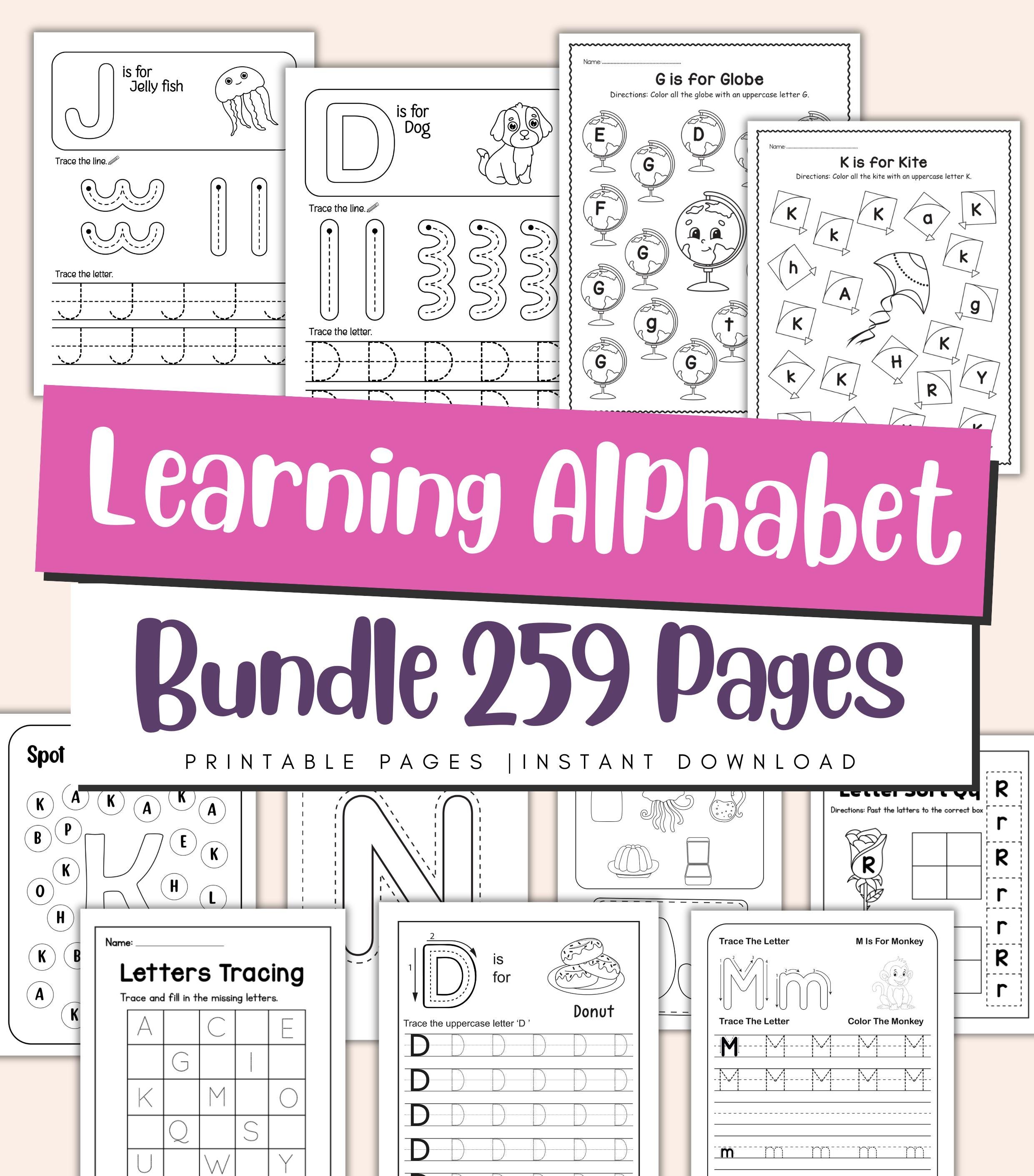 Alphabet Learning Worksheets for Kids – ABC Practice Pages, Early