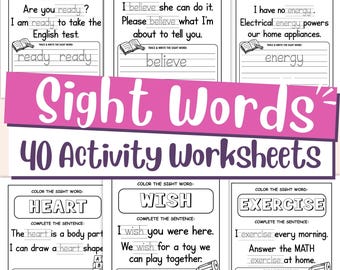 Sight Words Worksheets for Kids – Printable Reading Practice Activities for Preschool Kindergarten PDF
