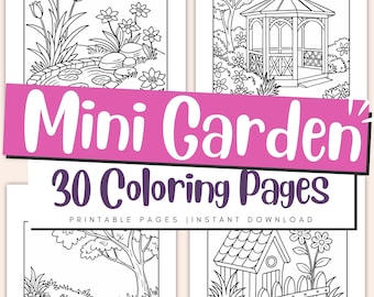 Mini pagine da colorare di giardini per bambini e adulti: semplici scene naturali, fiori facili, giardino rilassante