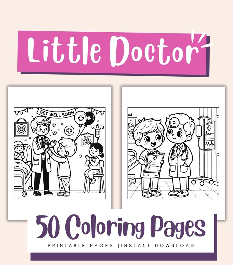 Little Doctor Coloring Pages Printable for Kids, Surgeon Printable