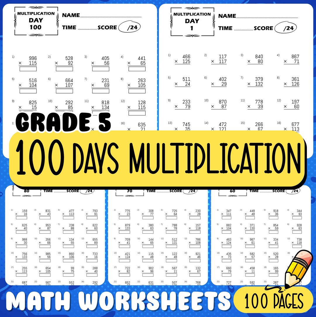 Grade 5 Multiplication Worksheets: 100 Days of Math Daily Practice (PDF ...