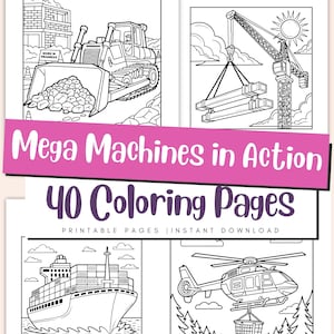 Heavy Machines Coloring Pages for Kids: Construction Vehicle, Truck & Digger Activity (PDF Download)