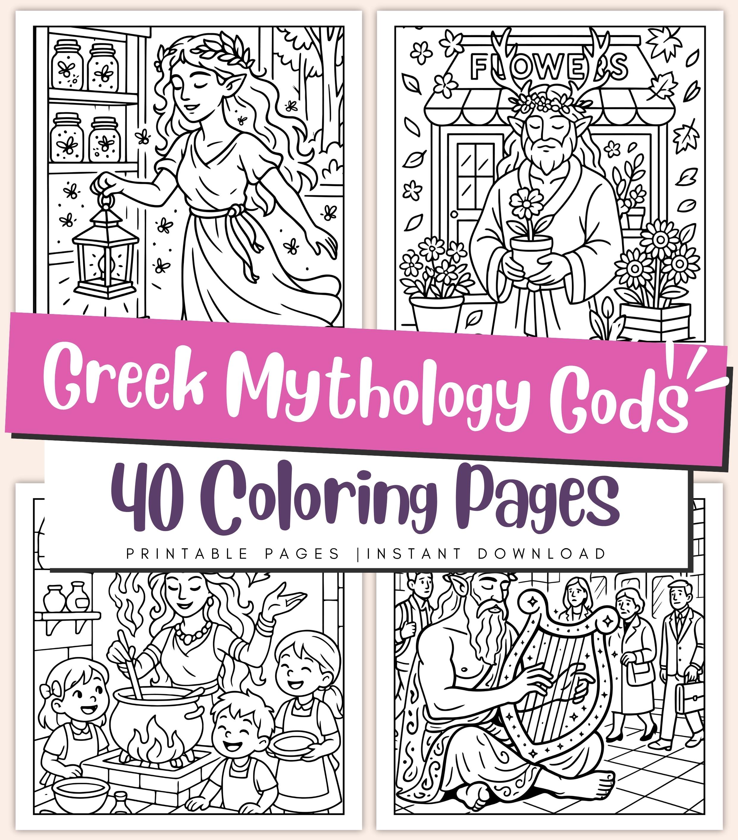 Greek Mythology Coloring Pages for Kids & Adults, Ancient Gods ...