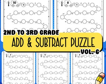 Math Path Worksheets Grade 2–3 – Mixed Operations Math Puzzle with Addition, Subtraction, Multiplication & Division