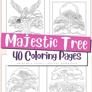 Majestic Tree Coloring Pages for Kids & Adults – Forest and Nature Printables, Relaxing Woodland Art