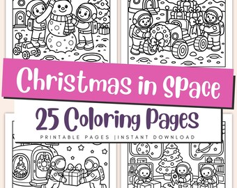 Weihnachts-Malvorlagen im Weltraum für Kinder und Erwachsene, Gemütliches Urlaubs-Galaxie-Abenteuerbuch (PDF)