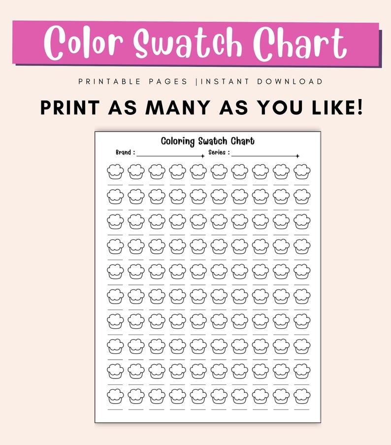 Watercolor palette swatch chart organizer PDF
