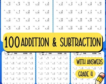 Grade 4 Math Worksheets – 100 Days Addition & Subtraction Practice Printable PDF